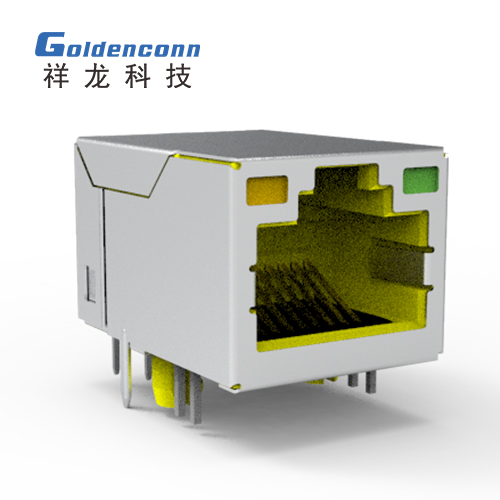 RJ45 WITH TRANSFORME 8P8C 1X1  左橙灯右绿灯 带铁壳 1JTH081