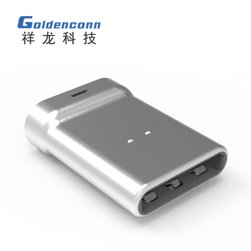 USB Type-C PLUG 短款二段式抽引壳,GOLD FALSH 无卤，黑色 1UBC009